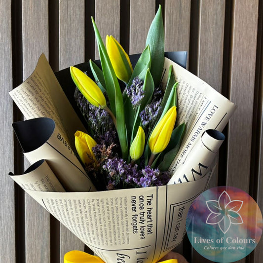 Ramo de 5 Tulipanes Amarillos